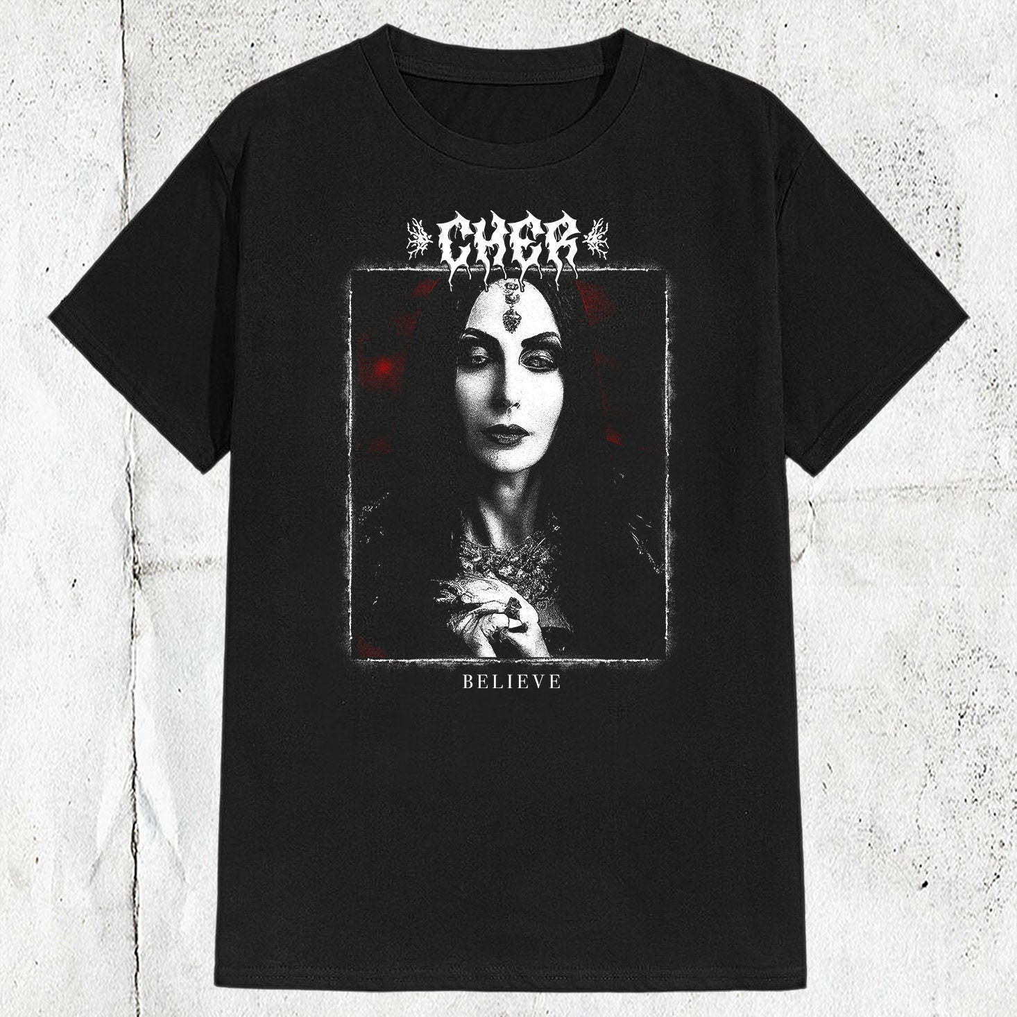 Vintage Cher Pop Singer Metal Style T-shirt